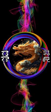 龍体文字 勝負運アップ RAINBOW黄金龍